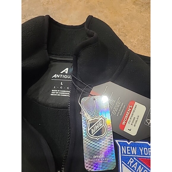 NWT Men's Medium Antigua NHL New York Rangers 1/4 Zip Long Sleeve Pullover Black - Picture 7 of 7